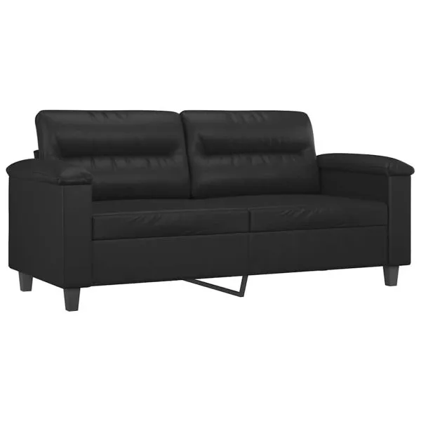 Canapea cu 2 locuri, negru, 140 cm, piele ecologică