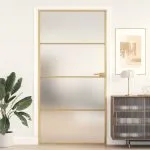 Ușă interior Slim auriu 102,5×201,5cm sticlă temperată/aluminiu