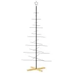 Brad de Crăciun din metal cu bază din lemn, negru, 180 cm