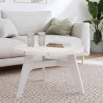 Blat de masă rotund, alb, Ø70×3 cm, lemn masiv de pin