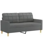 Canapea cu 2 locuri, gri închis, 140 cm, material textil