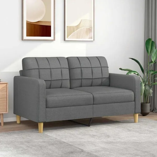 Canapea cu 2 locuri, gri închis, 140 cm, material textil