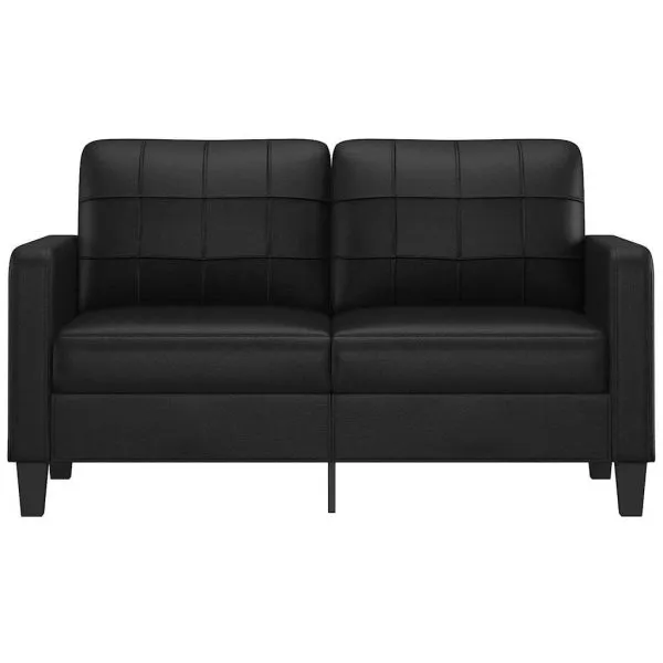 Canapea cu 2 locuri, negru, 140 cm, piele ecologică