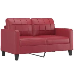 Canapea cu 2 locuri, roșu vin, 140 cm, piele ecologică