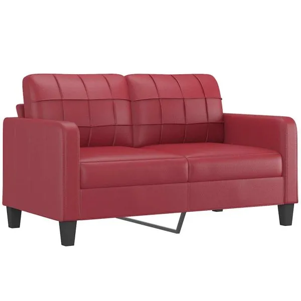 Canapea cu 2 locuri, roșu vin, 140 cm, piele ecologică