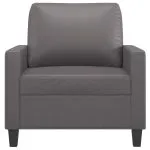 Canapea de o persoană, gri, 60 cm, piele ecologică