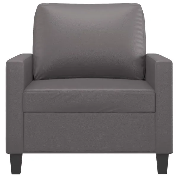 Canapea de o persoană, gri, 60 cm, piele ecologică