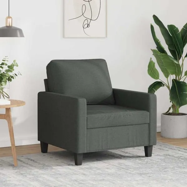 Fotoliu canapea, gri închis, 60 cm, material textil