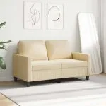 Canapea cu 2 locuri, crem, 120 cm, material textil