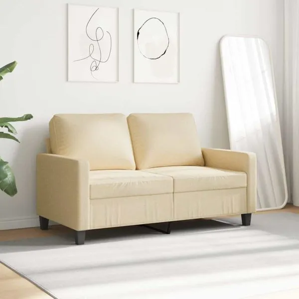 Canapea cu 2 locuri, crem, 120 cm, material textil