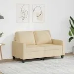 Canapea cu 2 locuri, crem, 120 cm, material textil