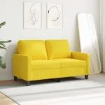 Canapea cu 2 locuri, galben deschis, 120 cm, material textil