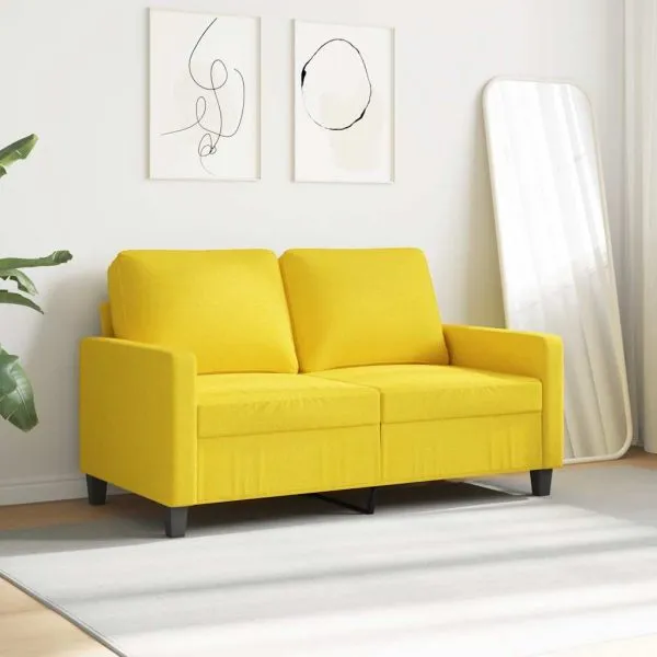 Canapea cu 2 locuri, galben deschis, 120 cm, material textil