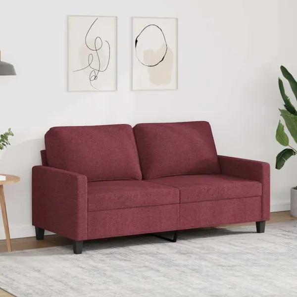 Canapea cu 2 locuri, roșu vin, 140 cm, material textil