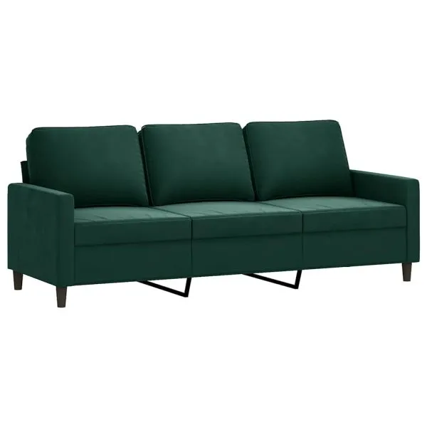 Canapea cu 3 locuri, verde închis, 180 cm, catifea