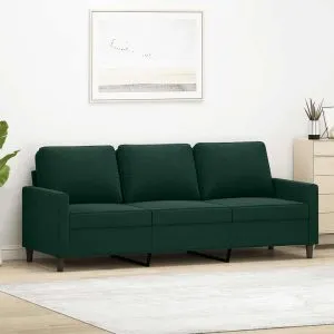 Canapea cu 3 locuri, verde închis, 180 cm, catifea