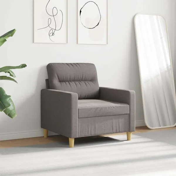 Fotoliu canapea, gri taupe, 60 cm, material textil