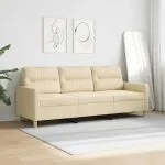 Canapea cu 3 locuri, crem, 180 cm, material textil