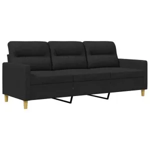 Canapea cu 3 locuri, negru, 180 cm, material textil