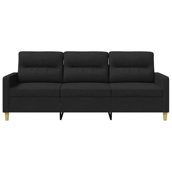 Canapea cu 3 locuri, negru, 180 cm, material textil