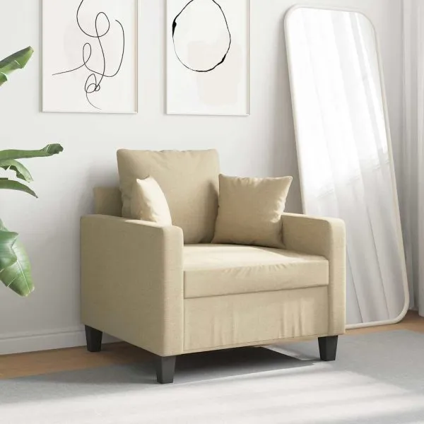 Fotoliu canapea, crem, 60 cm, material textil