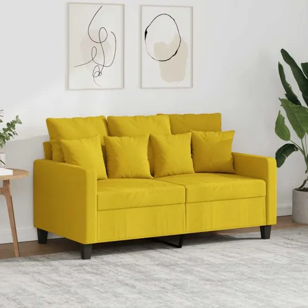 Canapea cu 2 locuri, galben deschis, 120 cm, material textil