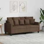 Canapea cu 2 locuri, maro, 140 cm, material textil