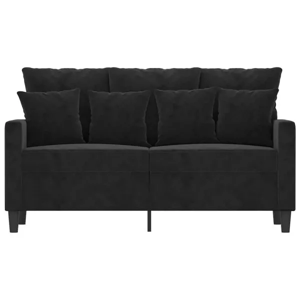 Canapea cu 2 locuri, negru, 120 cm, catifea