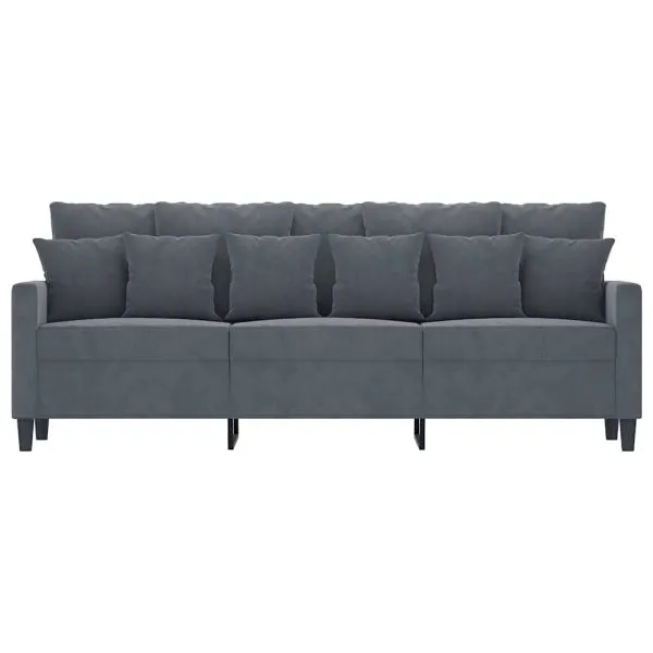Canapea cu 3 locuri, gri închis, 180 cm, material catifea
