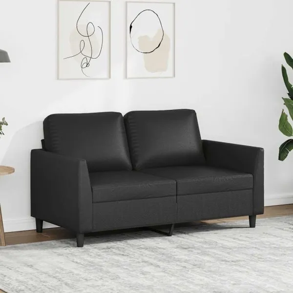Canapea cu 2 locuri, negru, 120 cm, piele ecologică