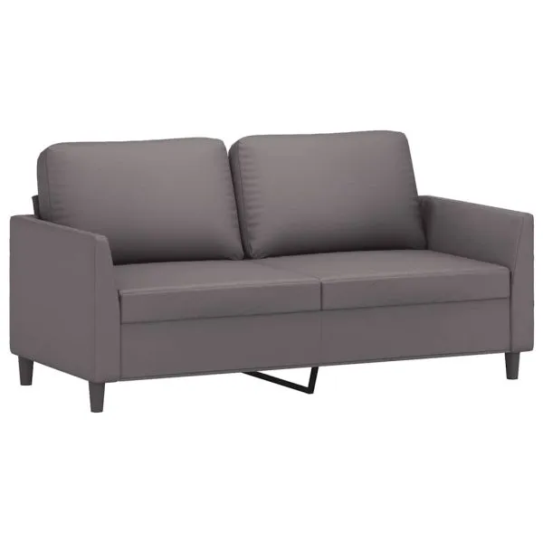 Canapea cu 2 locuri, gri, 140 cm, piele ecologică