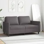 Canapea cu 2 locuri, gri, 140 cm, piele ecologică