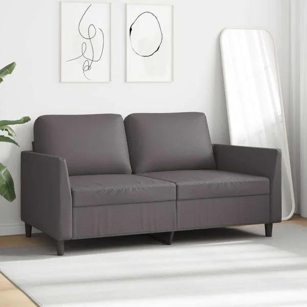 Canapea cu 2 locuri, gri, 140 cm, piele ecologică
