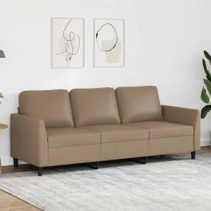 Canapea cu 3 locuri, cappuccino, 180 cm, piele ecologică