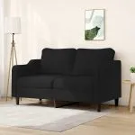 Canapea cu 2 locuri, negru, 140 cm, material textil