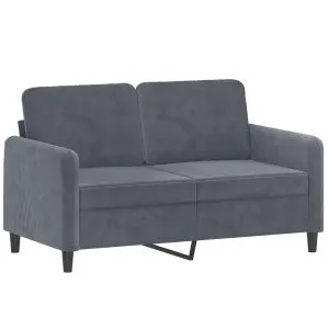 Canapea cu 2 locuri, gri închis, 120 cm, catifea