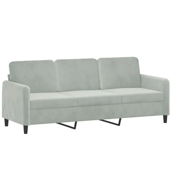 Canapea cu 3 locuri, gri deschis, material 180CM catifea