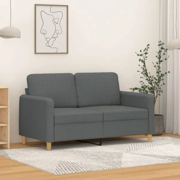 Canapea cu 2 locuri, gri închis, 120 cm, material textil