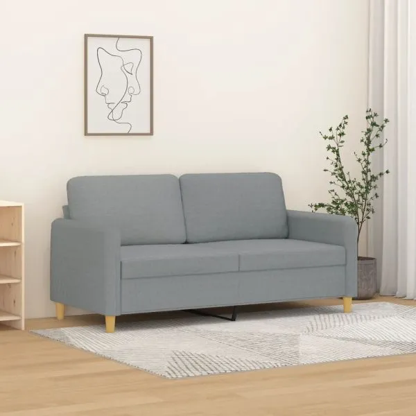 Canapea cu 2 locuri, gri deschis, 140 cm, material textil