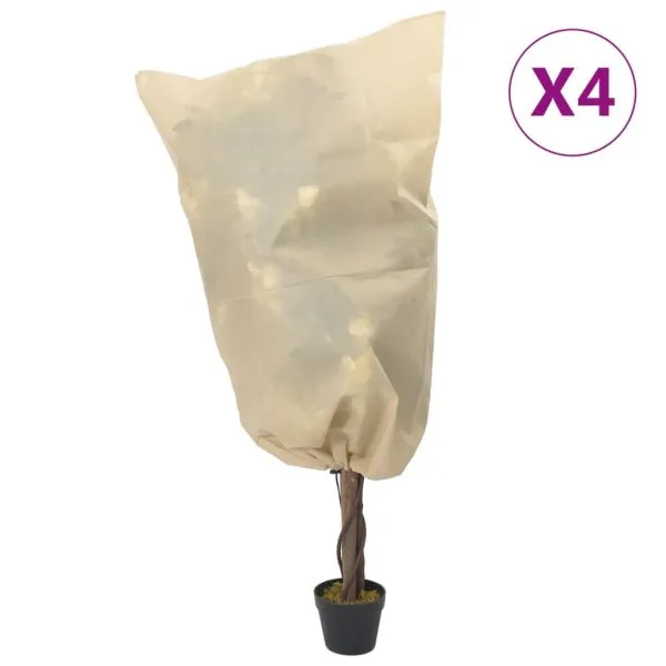 Huse de fleece pentru plante cu șnur 4 buc 70 g/m² 0,8×1,2 m