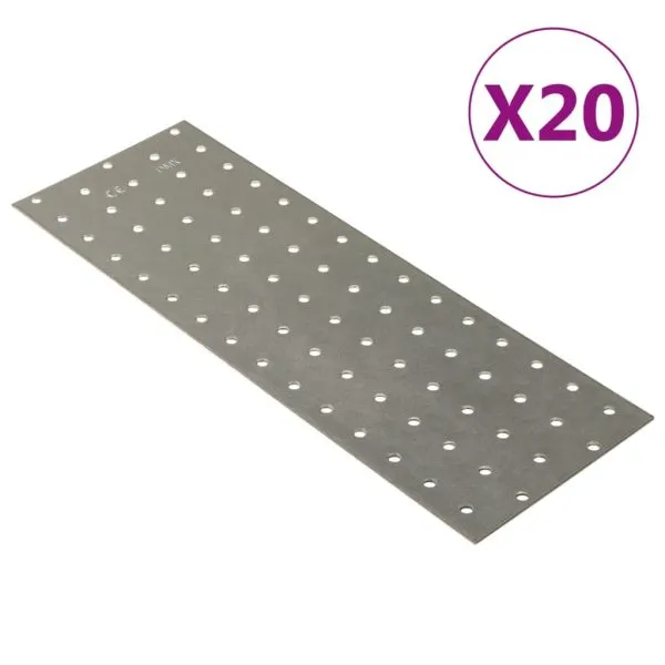 Plăci perforate, 20 buc., 2 mm, 300×100 mm, oțel galvanizat
