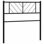 Tăblie de pat metalică, negru, 100 cm