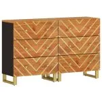 Dulapuri lateral, 2 buc., maro/negru, 60×33,5×75 cm, lemn mango