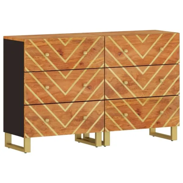 Dulapuri lateral, 2 buc., maro/negru, 60×33,5×75 cm, lemn mango