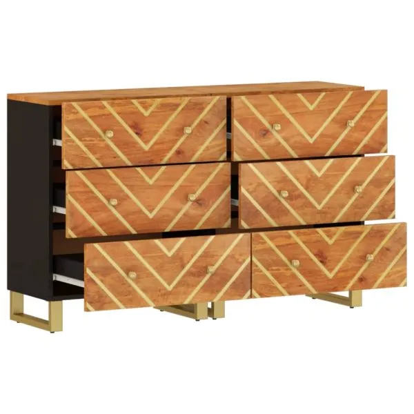 Dulapuri lateral, 2 buc., maro/negru, 60×33,5×75 cm, lemn mango