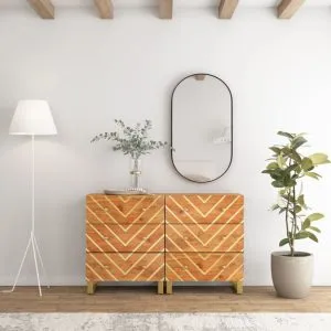 Dulapuri lateral, 2 buc., maro/negru, 60×33,5×75 cm, lemn mango