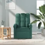 Fotoliu de masaj rabatabil, verde închis, material textil