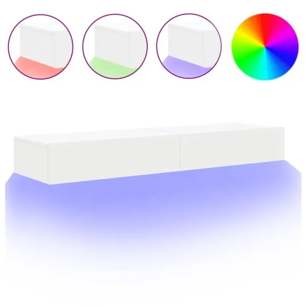 Dulapuri TV cu lumini LED, 2 buc., alb, 60x35x15,5 cm