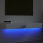 Dulapuri TV cu lumini LED, 2 buc., alb, 60x35x15,5 cm