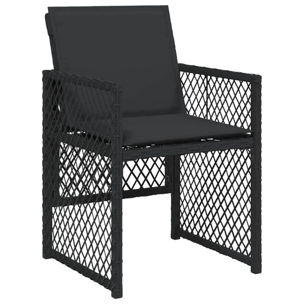 Set mobilier de grădină cu perne, 13 piese, negru, poliratan